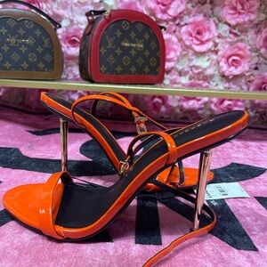 Express Vibrant Orange Heels